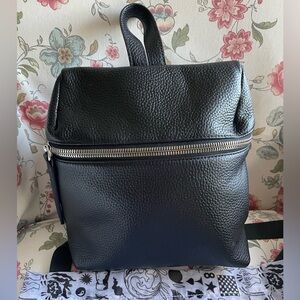 KARA Black Leather Small Backpack